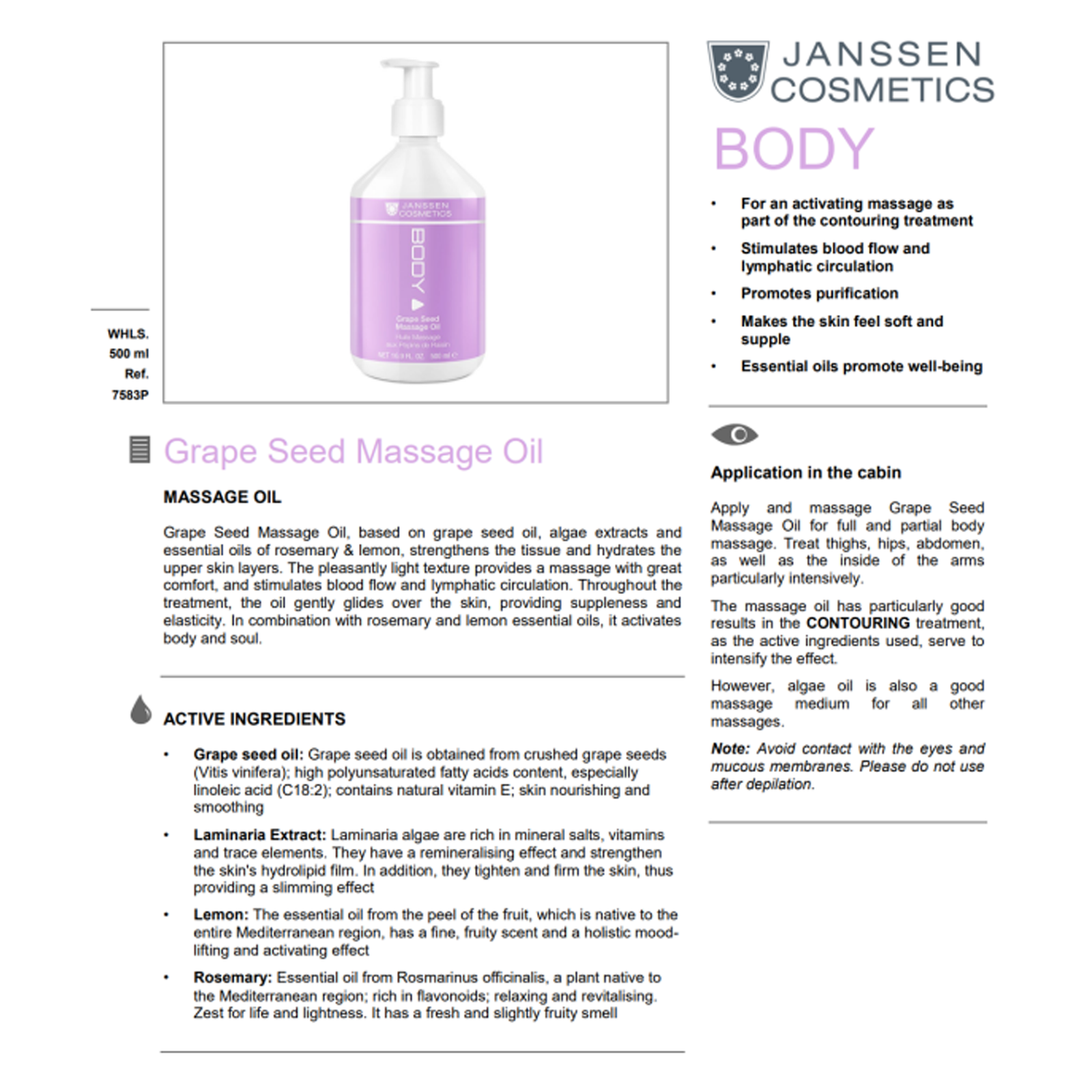 Grape Seed Massage Oil 500ml - Image 2